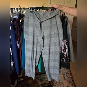 Plaid ankle work pants